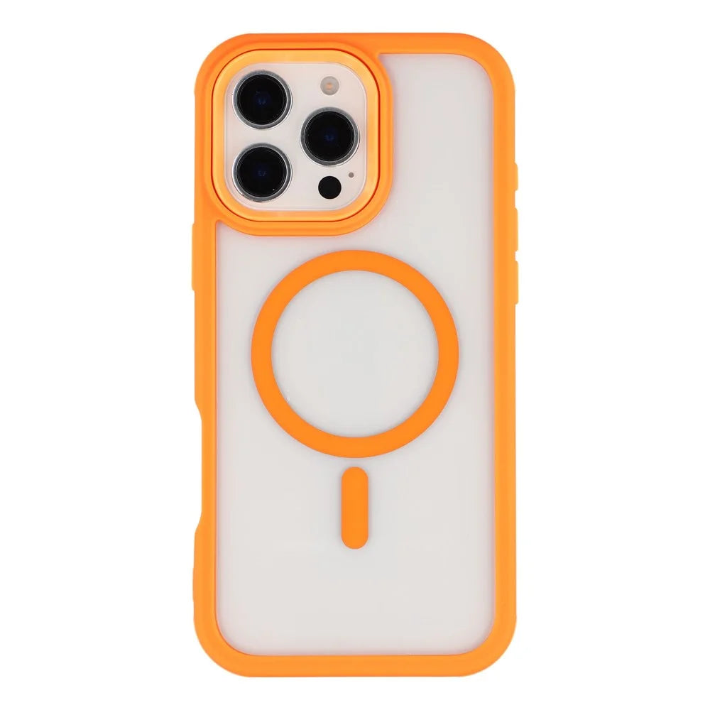 For iPhone 16 Pro Max Magnetic Case TPU Clear Acrylic Detachable 2 in 1 Protective Phone Cover - Orange - 2