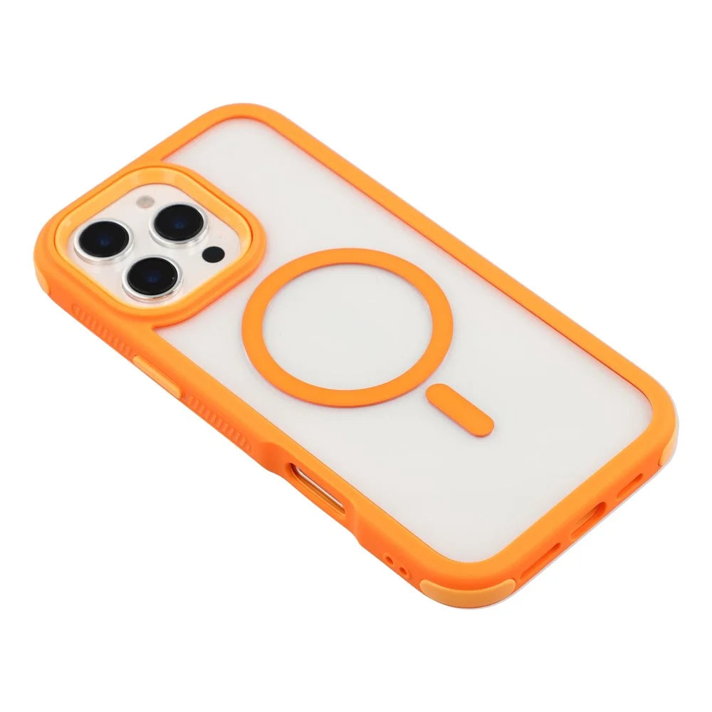 For iPhone 16 Pro Max Magnetic Case TPU Clear Acrylic Detachable 2 in 1 Protective Phone Cover - Orange - 4