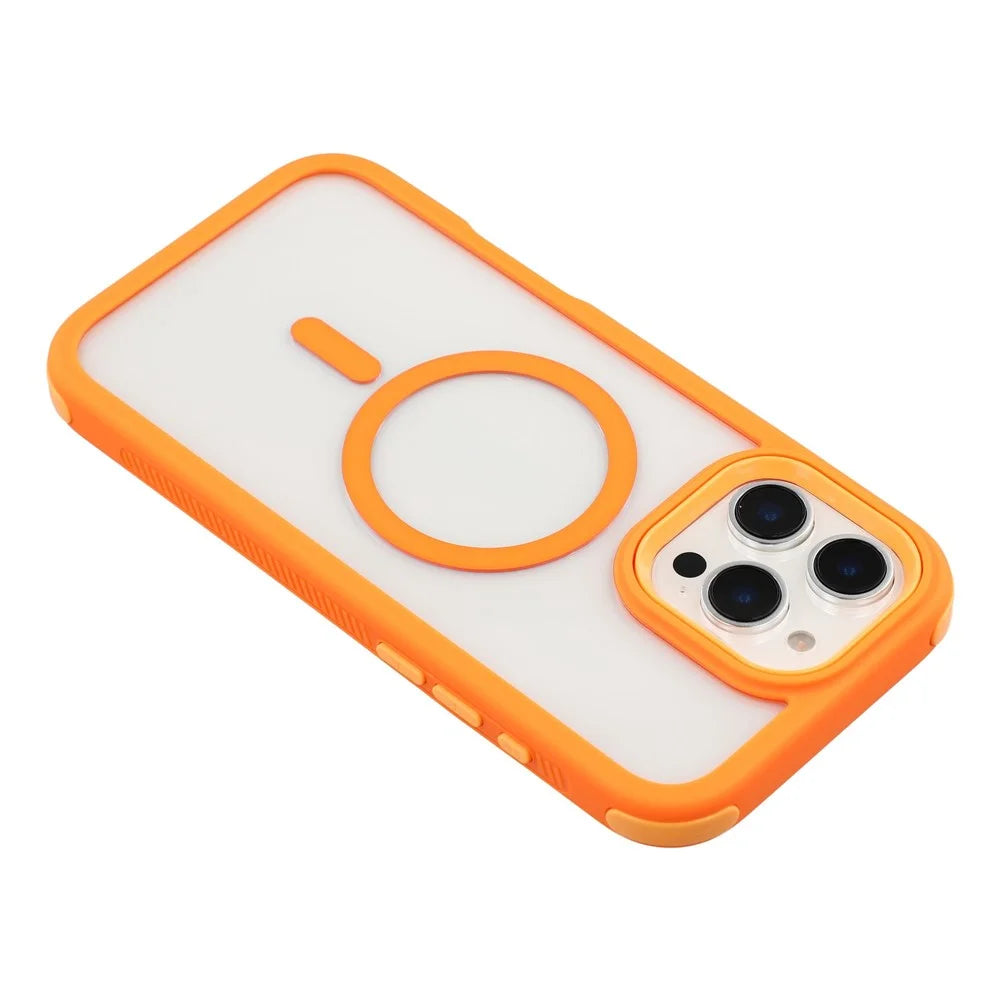 For iPhone 16 Pro Max Magnetic Case TPU Clear Acrylic Detachable 2 in 1 Protective Phone Cover - Orange - 5