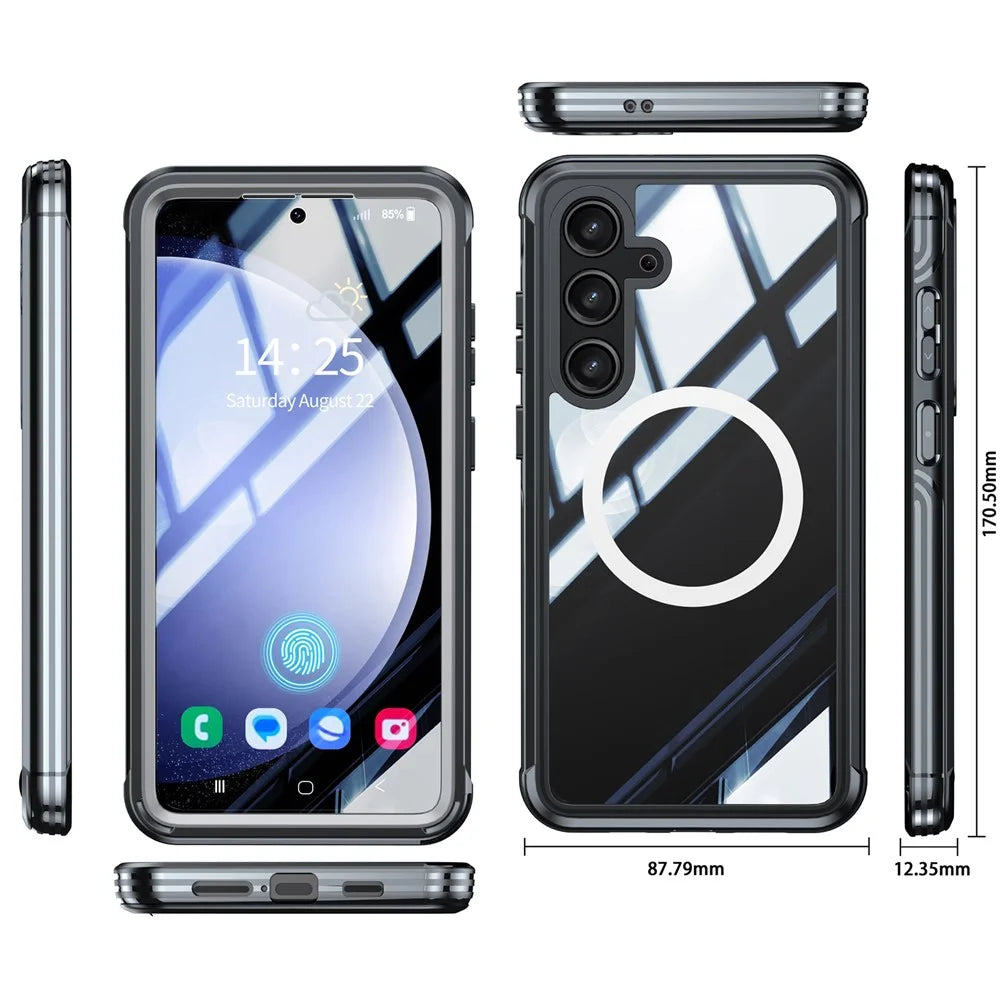 For Samsung Galaxy S24+ Magnetic Case PC + TPU Phone Cover with PET Screen Film - Black - 2