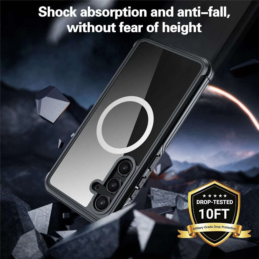 For Samsung Galaxy S24+ Magnetic Case PC + TPU Phone Cover with PET Screen Film - Black - 3