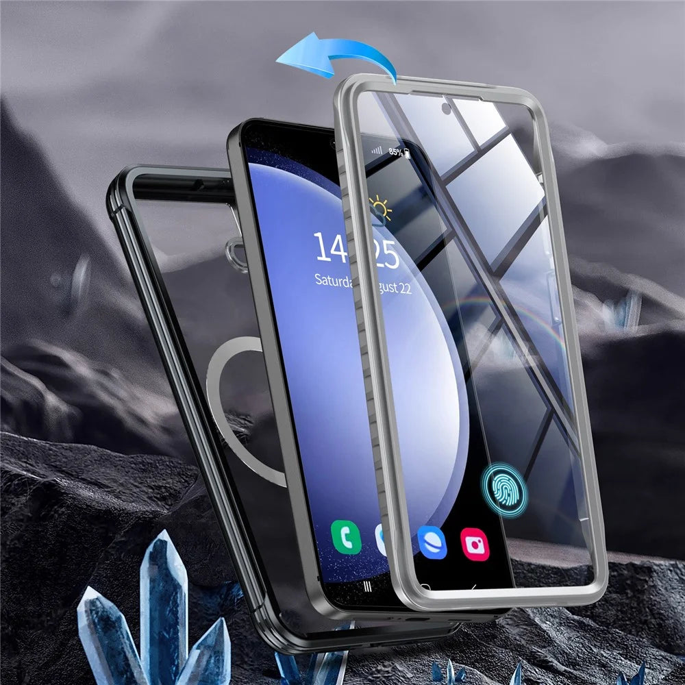 For Samsung Galaxy S24+ Magnetic Case PC + TPU Phone Cover with PET Screen Film - Black - 4