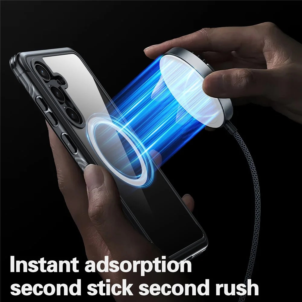 For Samsung Galaxy S24+ Magnetic Case PC + TPU Phone Cover with PET Screen Film - Black - 5