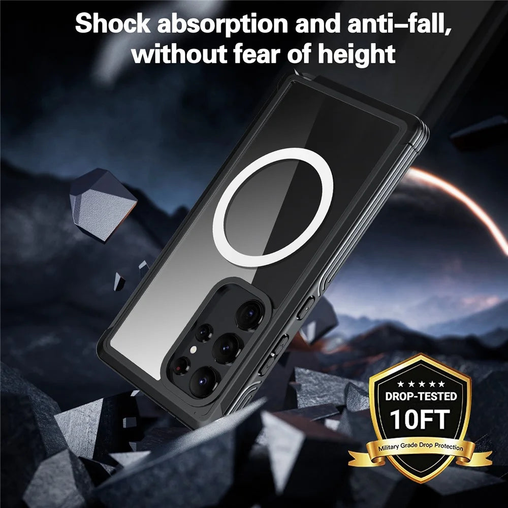 For Samsung Galaxy S24 Ultra Magnetic Case PC + TPU Phone Cover with PET Screen Film - Black - 3