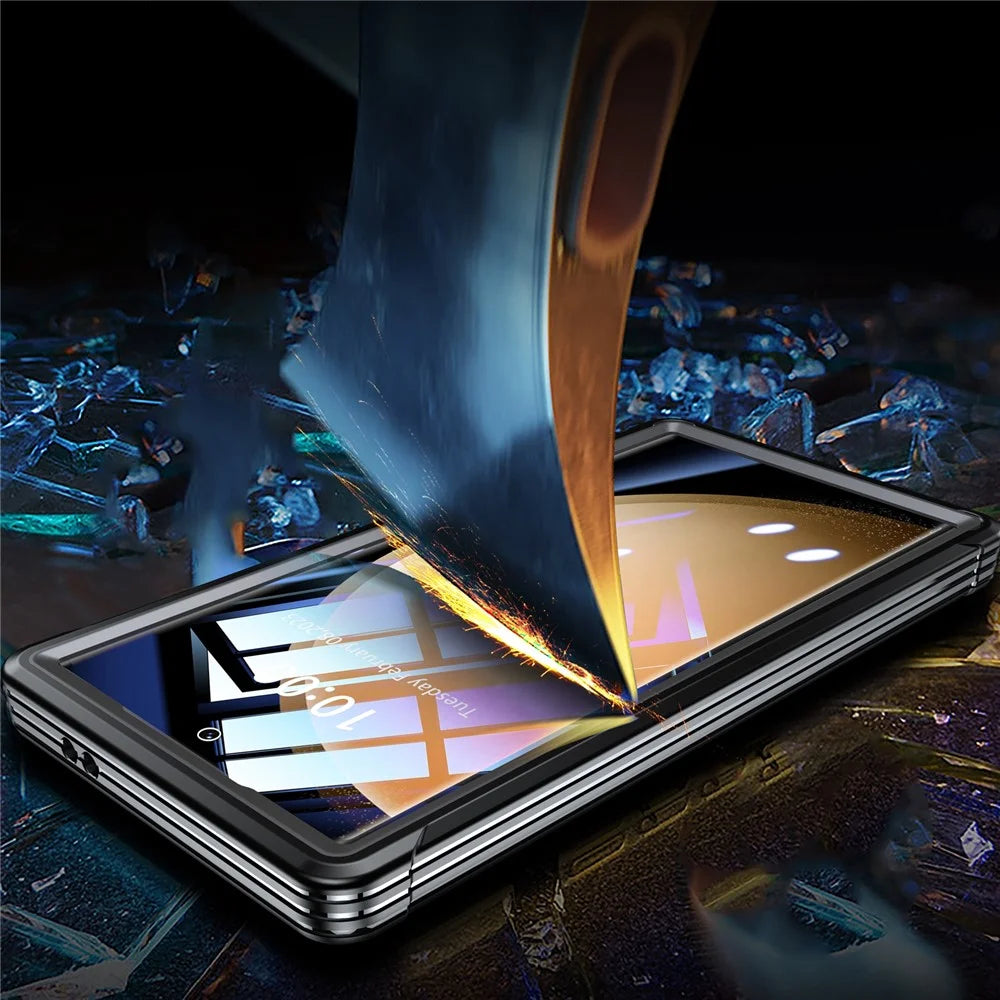 For Samsung Galaxy S24 Ultra Magnetic Case PC + TPU Phone Cover with PET Screen Film - Black - 6