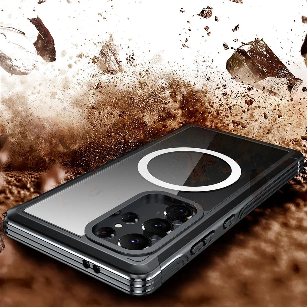 For Samsung Galaxy S24 Ultra Magnetic Case PC + TPU Phone Cover with PET Screen Film - Black - 7