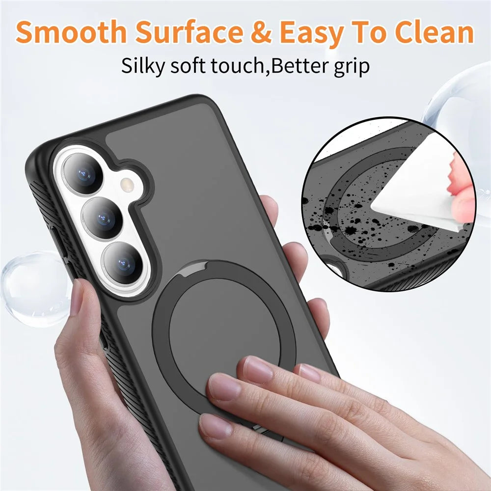 For Samsung Galaxy S26+ Magnetic Case Rotary Kickstand PC + TPU Shockproof Phone Cover - Black - 3