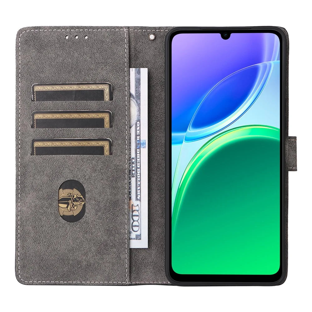 For vivo Y05 4G / Y11d 4G / Y21 5G (2026) Case Wallet RFID Blocking PU Leather Phone Cover Stand with Strap - Black - 2