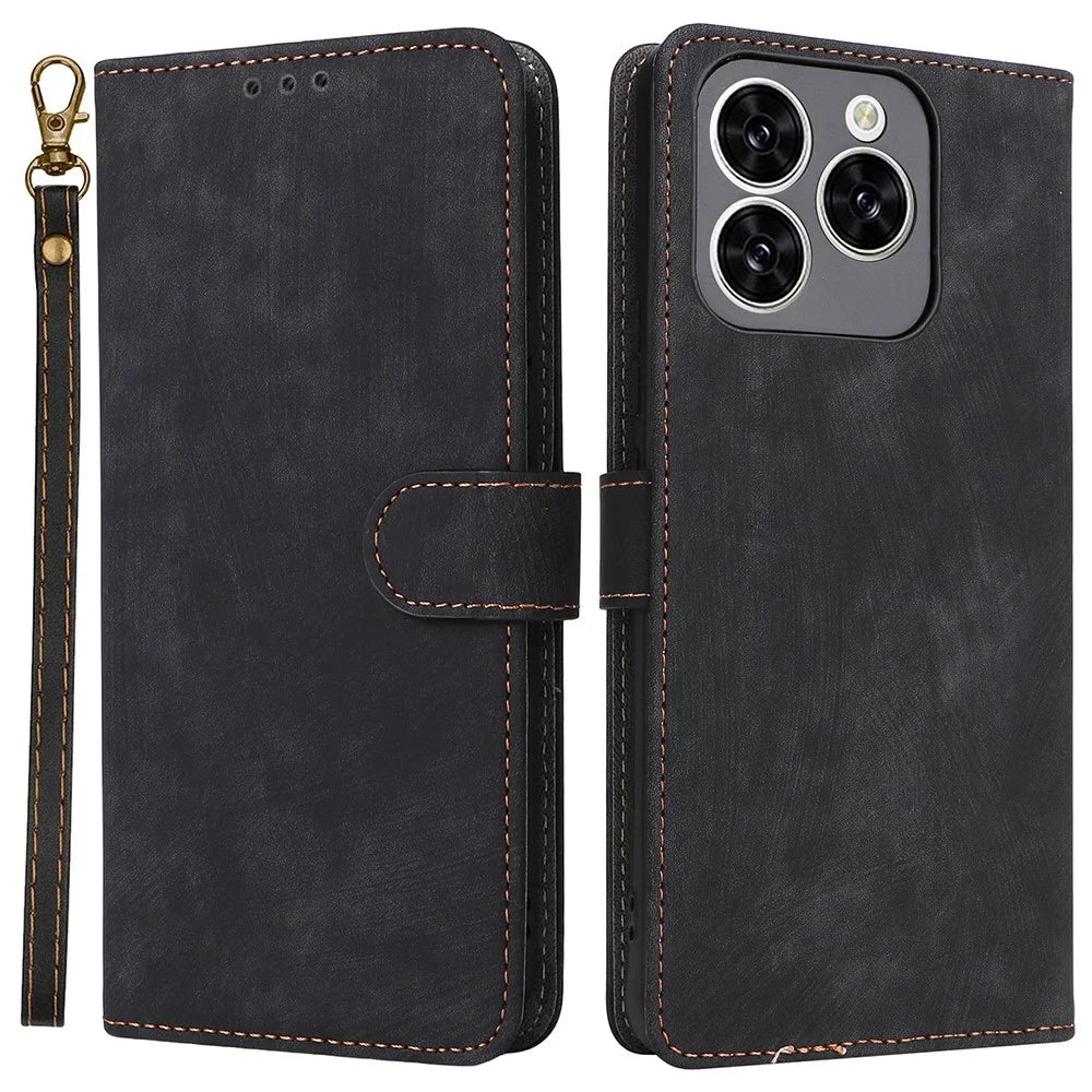 For Cubot Note 60 Case Wallet RFID Blocking PU Leather Phone Cover Stand with Strap - Black - 1