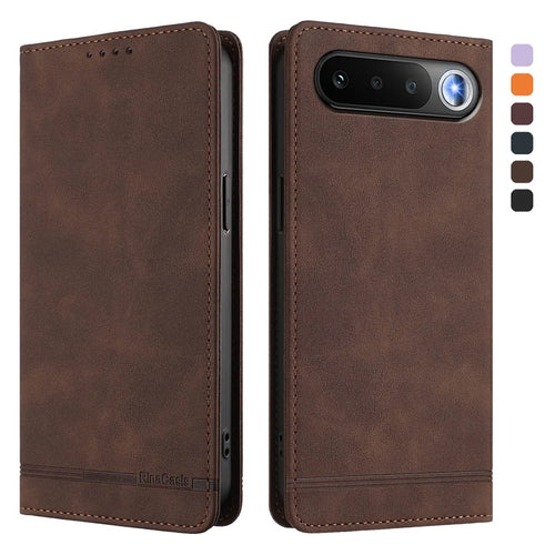 For Realme 16 5G Case RINACASIS RC23 RFID Blocking Wallet Stand PU Leather Phone Cover - Brown - 1
