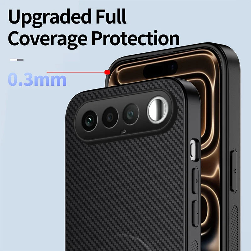 WANLONFENG For Realme 16 5G QT Series Magnetic Case Kickstand Carbon Fiber Texture PC TPU Phone Cover - Black - 5