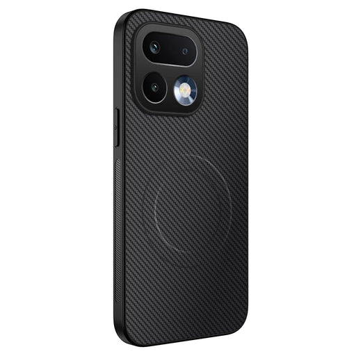 WANLONFENG For Realme 16 Pro+ 5G TQ Series Magnetic Case Carbon Fiber Texture PC TPU Phone Cover - Black - 1