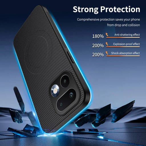 WANLONFENG For Realme 16 Pro+ 5G TQ Series Magnetic Case Carbon Fiber Texture PC TPU Phone Cover - Black - 2