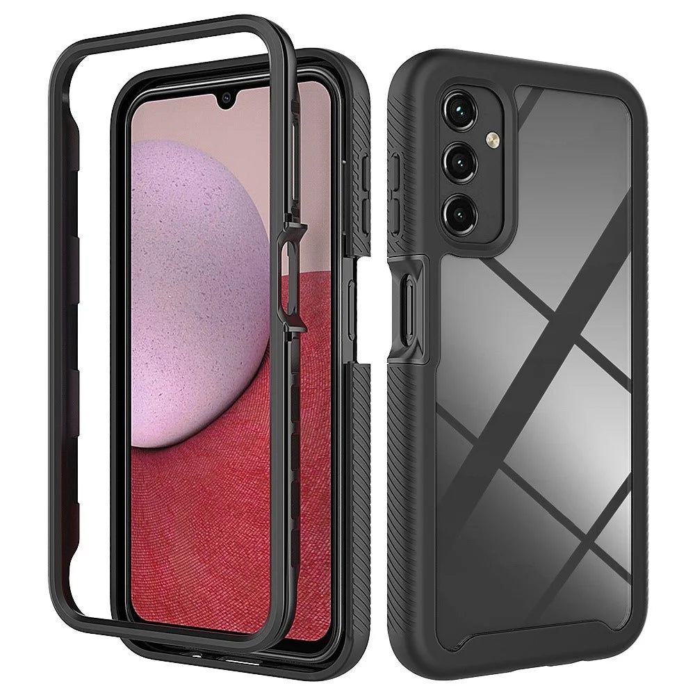 For Samsung Galaxy A14 5G / A14 4G Hard Acrylic + PC + Soft TPU Phone Case Bump Proof Clear Back Cover - Black - 1