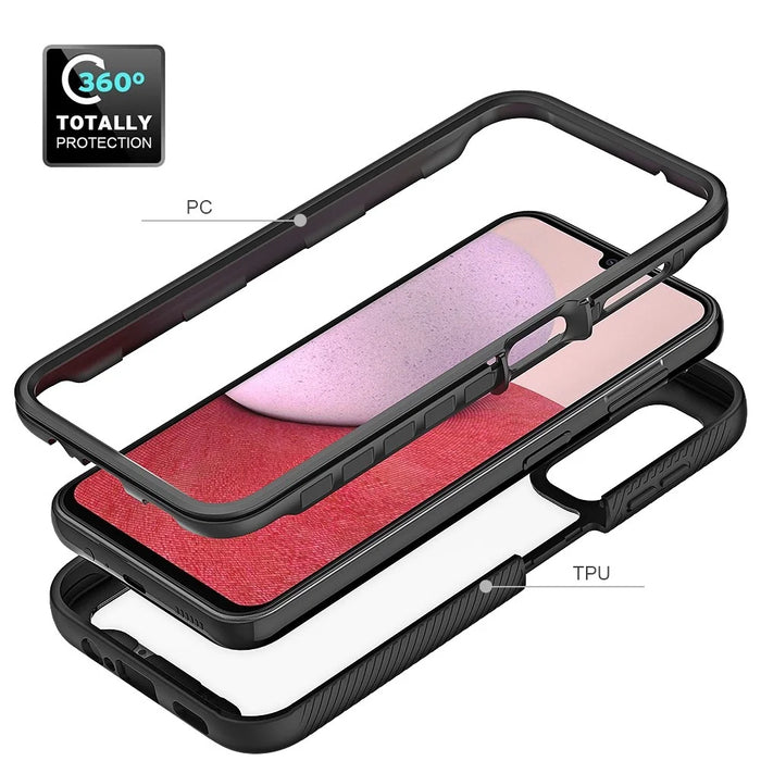 For Samsung Galaxy A14 5G / A14 4G Hard Acrylic + PC + Soft TPU Phone Case Bump Proof Clear Back Cover - Black - 4