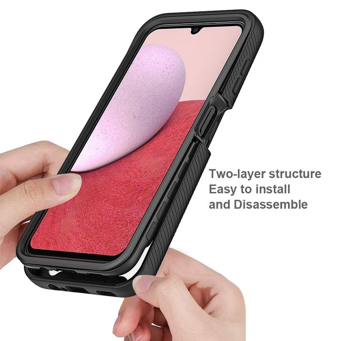 For Samsung Galaxy A14 5G / A14 4G Hard Acrylic + PC + Soft TPU Phone Case Bump Proof Clear Back Cover - Black - 5