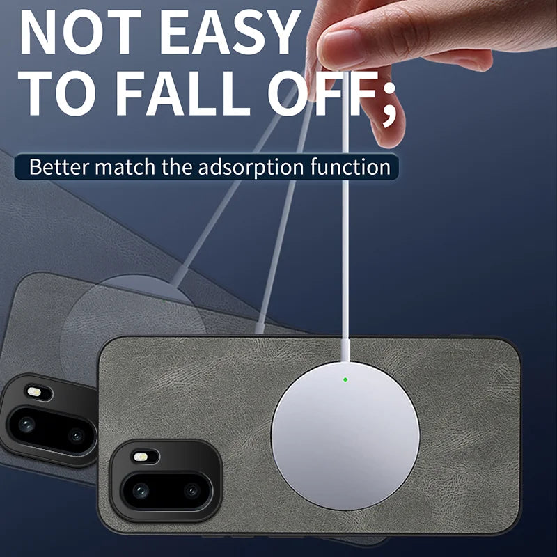 WANLONFENG For OnePlus Ace 6 5G / OnePlus Ace 6T 5G / OnePlus 15R 5G SD Series Magnetic Case Nappa Texture PC TPU Phone Cover with 2Pcs Screen Film - Grey - 3