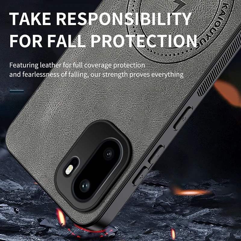 WANLONFENG For OnePlus Ace 6 5G / OnePlus Ace 6T 5G / OnePlus 15R 5G SD Series Magnetic Case Nappa Texture PC TPU Phone Cover with 2Pcs Screen Film - Grey - 4