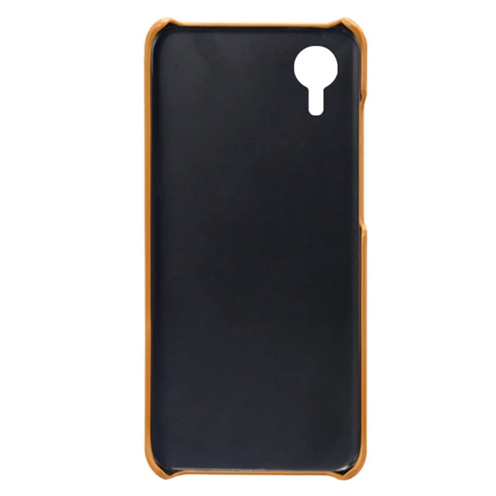 For Samsung Galaxy A23e Dual Card Slots Back Cover Anti-scratch PU Leather Coated Hard PC Protective Case - Orange - 4