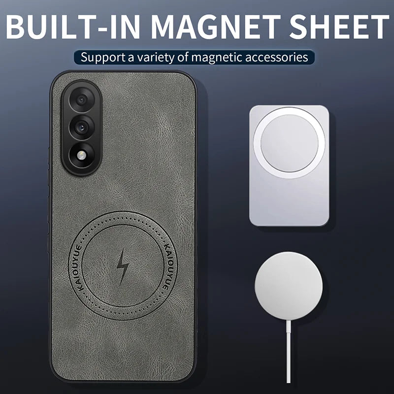 WANLONFENG For OnePlus Nord 5 5G / OnePlus Ace 5 Ultra 5G SD1 Series Magnetic Case Nappa Texture PC TPU Phone Cover - Grey - 2