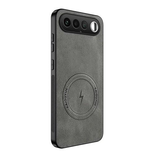 WANLONFENG For Realme 16 5G SD1 Series Magnetic Case Nappa Texture PC TPU Phone Cover - Grey - 1