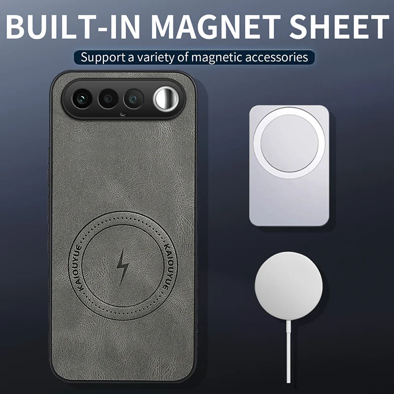 WANLONFENG For Realme 16 5G SD1 Series Magnetic Case Nappa Texture PC TPU Phone Cover - Grey - 2