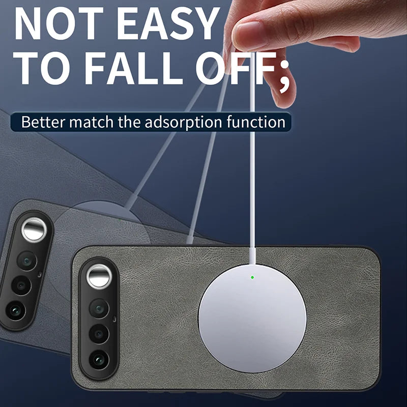 WANLONFENG For Realme 16 5G SD1 Series Magnetic Case Nappa Texture PC TPU Phone Cover - Grey - 3