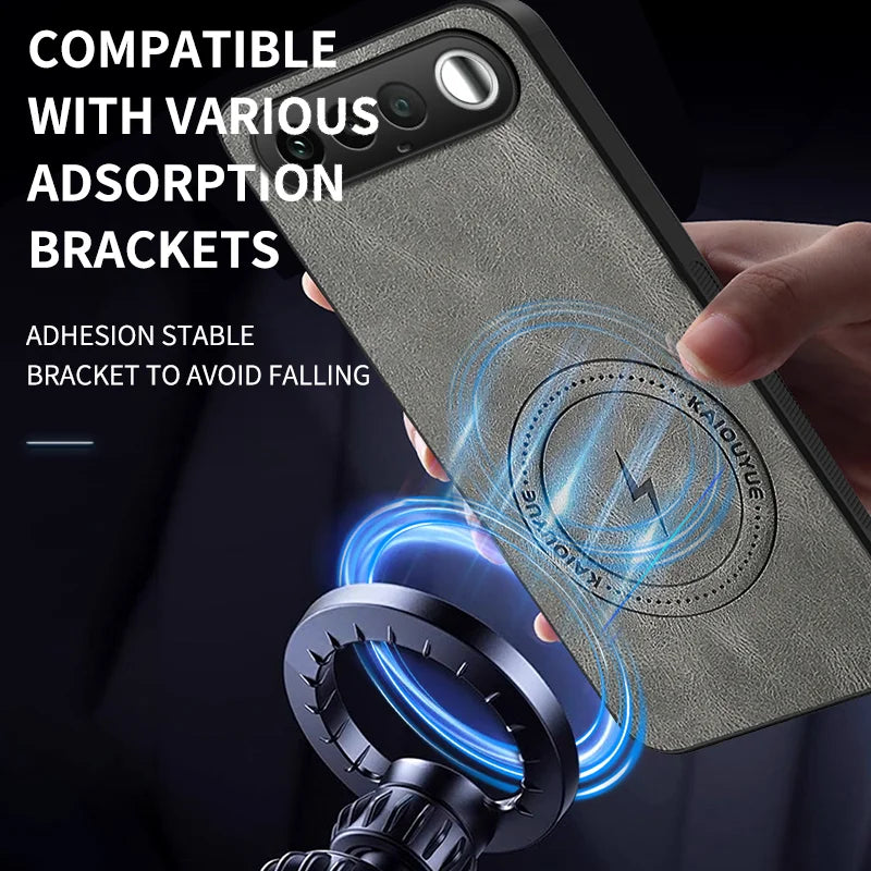 WANLONFENG For Realme 16 5G SD1 Series Magnetic Case Nappa Texture PC TPU Phone Cover - Grey - 6