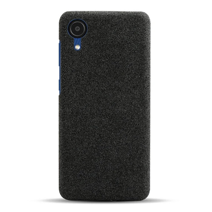 For Samsung Galaxy A23e Anti-dust Mobile Phone Case Shell Solid Color Hard PC+Cloth Phone Cover - Black - 3