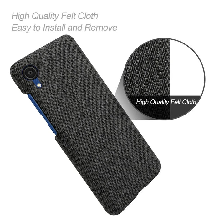 For Samsung Galaxy A23e Anti-dust Mobile Phone Case Shell Solid Color Hard PC+Cloth Phone Cover - Black - 4