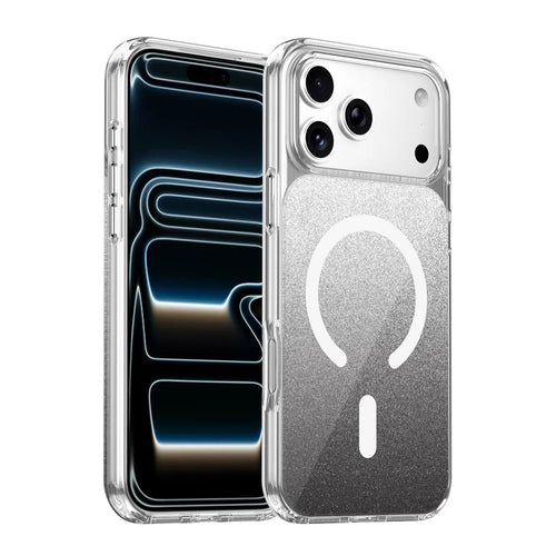 For iPhone 17 Pro Max Magnetic Case Compatible with MagSafe Sparkling Glitter TPU + Acrylic Phone Cover - Black - 1
