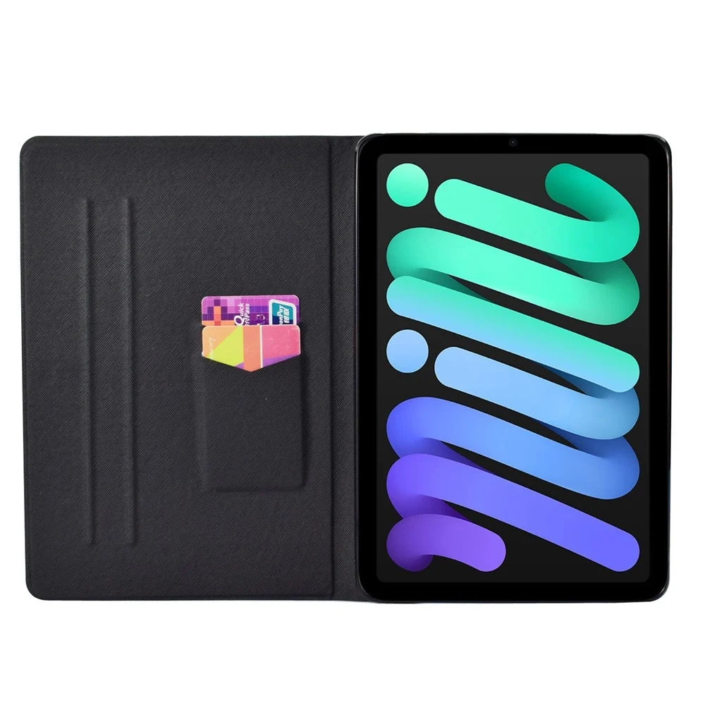 For iPad (2025) / 10.9 (2022) Pattern Printing PU Leather Shockproof Cover Foldable Stand Tablet Anti-Drop Case with Card Slots - Tower - 2
