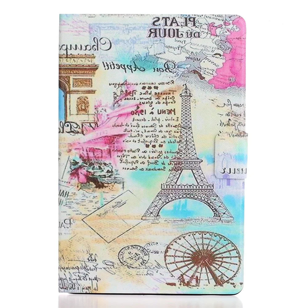 For iPad (2025) / 10.9 (2022) Pattern Printing PU Leather Shockproof Cover Foldable Stand Tablet Anti-Drop Case with Card Slots - Tower - 6