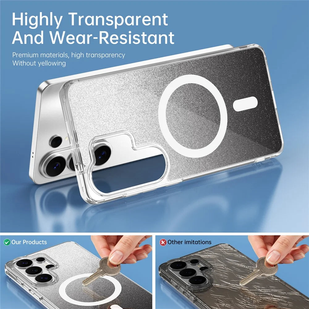 For Samsung Galaxy S26 Ultra Magnetic Case Sparkling Glitter TPU + Acrylic Phone Cover - Black - 4