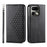 For Realme 16 Pro 5G Case Calf Texture PU Leather Wallet Phone Cover with Wrist Strap - Black - 1