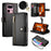 For Realme 16 Pro+ 5G Leather Case Zipper Pocket Wallet Phone Cover with Straps - Black - 1
