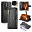 For Realme C100 5G / C83 5G Leather Case Zipper Pocket Wallet Phone Cover with Straps - Black - 1