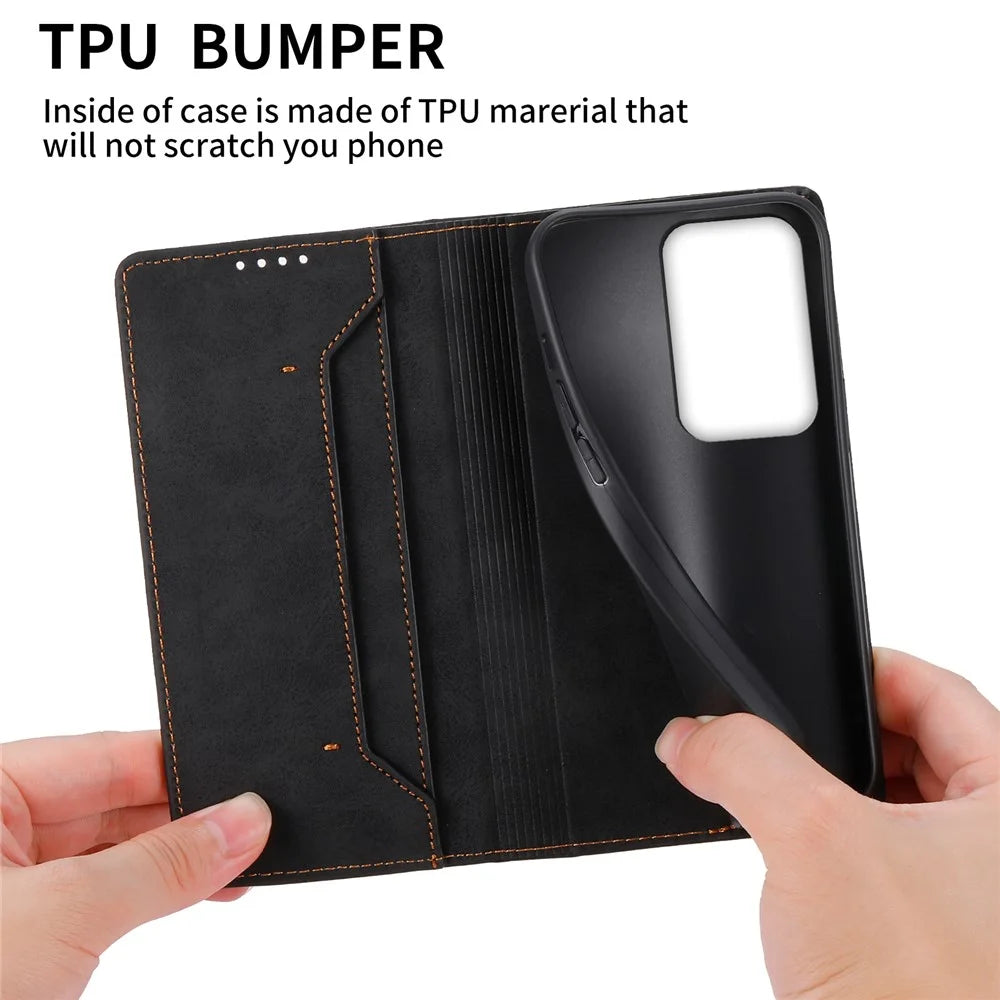 For Realme C100 5G / C83 5G Wallet Case RFID Blocking PU Leather Phone Cover - Black - 6