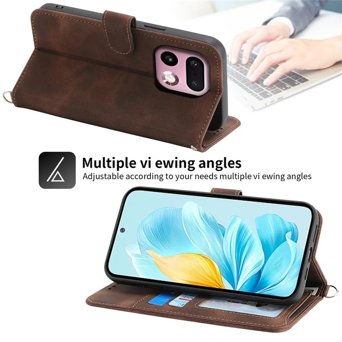 For Realme 16 Pro+ 5G Wallet Case Flower Pattern PU Leather Phone Cover with Strap - Brown - 3