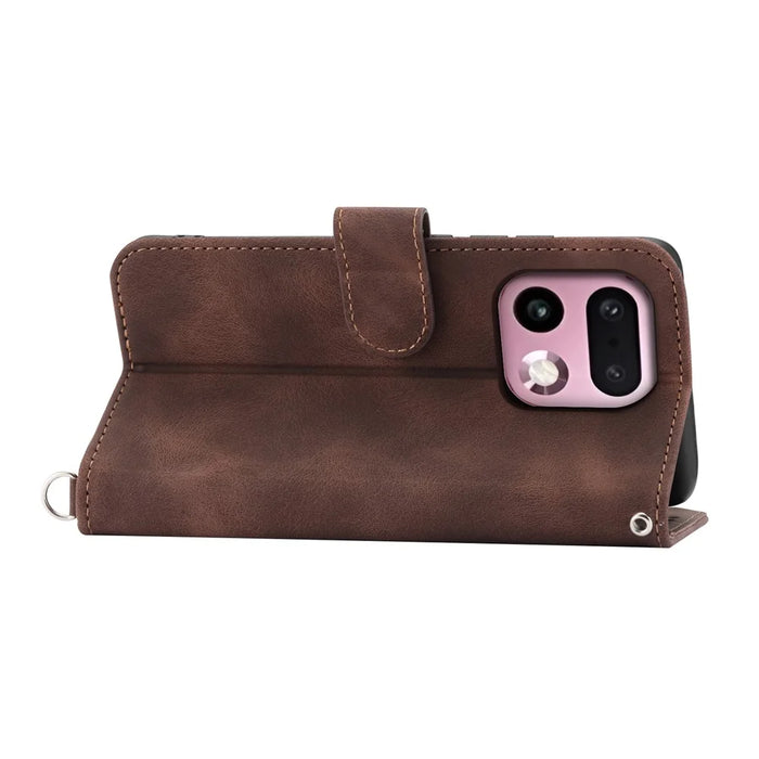For Realme 16 Pro+ 5G Wallet Case Flower Pattern PU Leather Phone Cover with Strap - Brown - 4