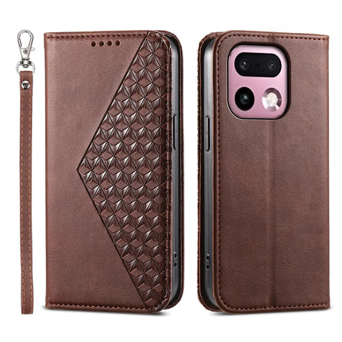 For Realme 16 Pro+ 5G Case Calf Texture PU Leather Wallet Phone Cover with Wrist Strap - Brown - 1