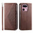 For Realme 16 Pro+ 5G Case Calf Texture PU Leather Wallet Phone Cover with Wrist Strap - Brown - 1