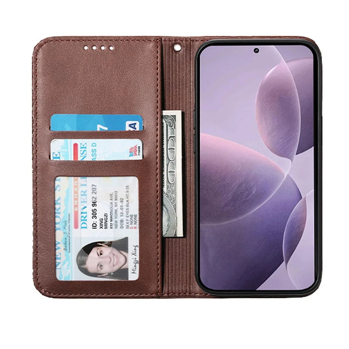 For Realme 16 Pro+ 5G Case Calf Texture PU Leather Wallet Phone Cover with Wrist Strap - Brown - 2