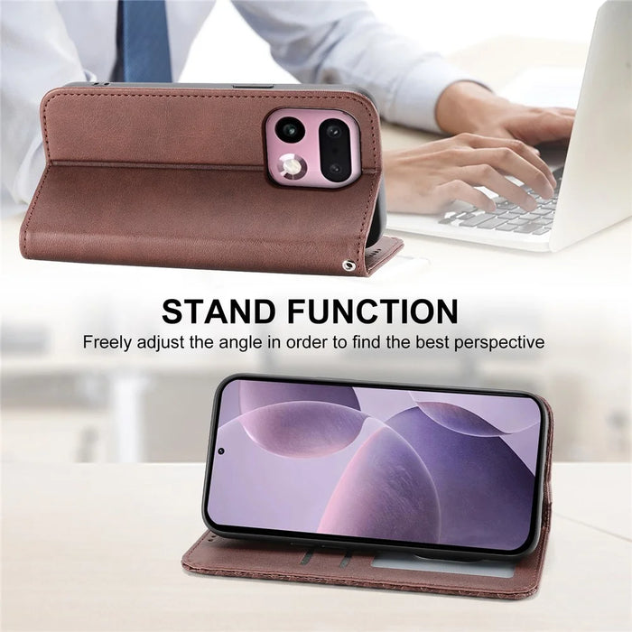 For Realme 16 Pro+ 5G Case Calf Texture PU Leather Wallet Phone Cover with Wrist Strap - Brown - 3