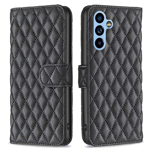 BINFEN COLOR BF Style-14 For Samsung Galaxy A54 5G Wallet Phone Case Imprinted Rhombus Pattern Protective Case Magnetic Closure PU Leather Cover with Stand - Black - 1