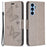 For Samsung Galaxy A54 5G Wallet Case Imprinted Butterflies Leather Phone Cover with Strap - Grey - 1