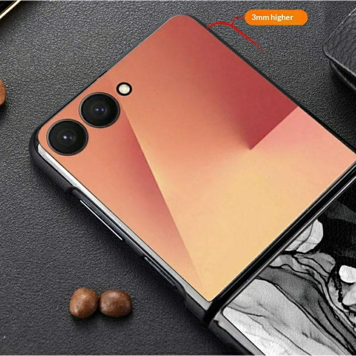 For Samsung Galaxy Z Flip7 5G Case Marble Texture PU Leather Coated PC Foldable Phone Cover - Noble Purple Marble - 2
