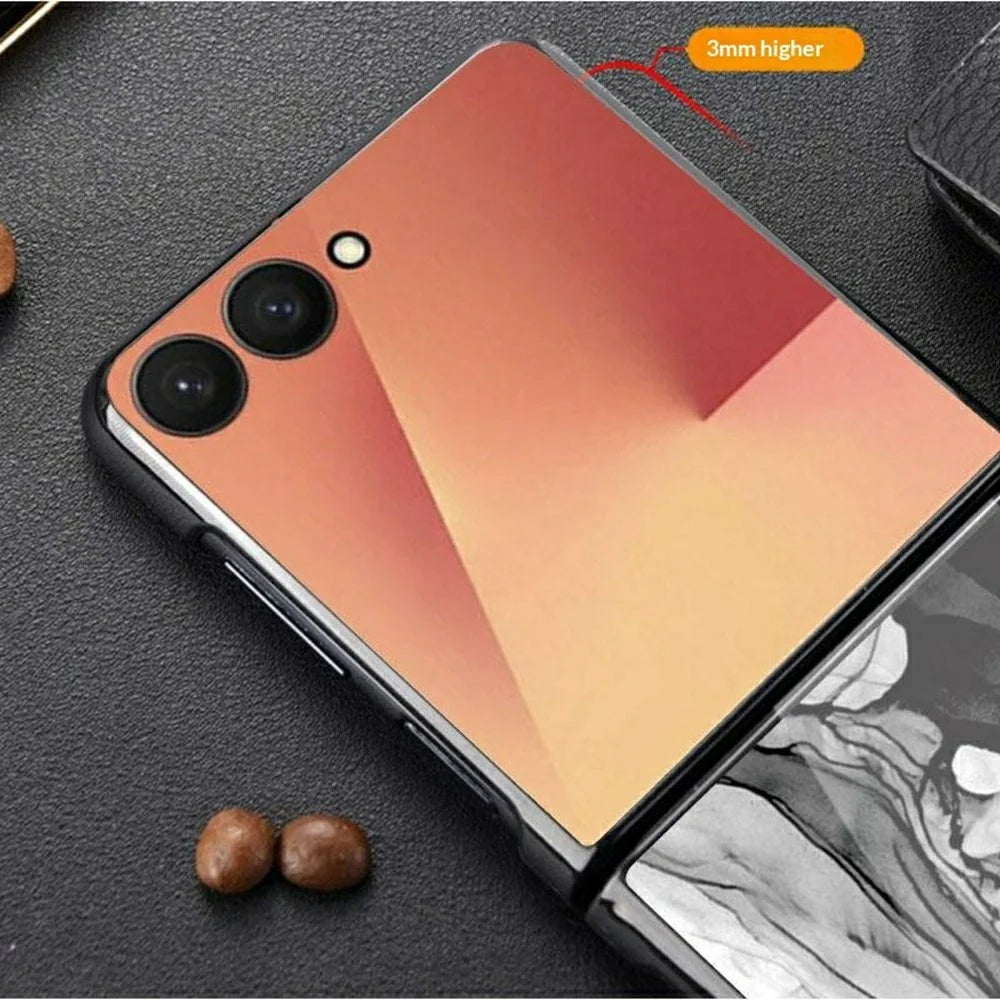 For Samsung Galaxy Z Flip7 5G Back Case Marble Pattern Tempered Glass + PC Hybrid Phone Cover - Noble Purple Marble - 2