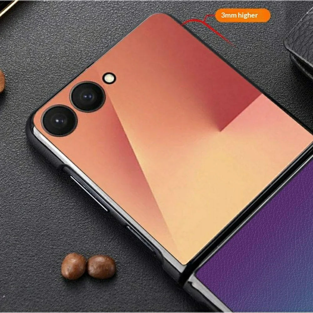For Samsung Galaxy Z Flip7 5G Phone Case Gradient Color Shockproof PU Leather TPU PC Protective Cover - Orange  /  Green - 2