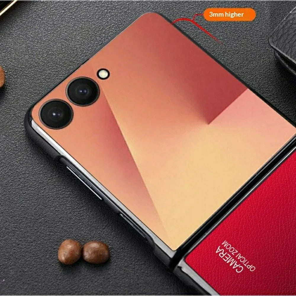 For Samsung Galaxy Z Flip7 5G Case Gradient Color PU+PC Hybrid Phone Cover - Orange  /  Green - 2